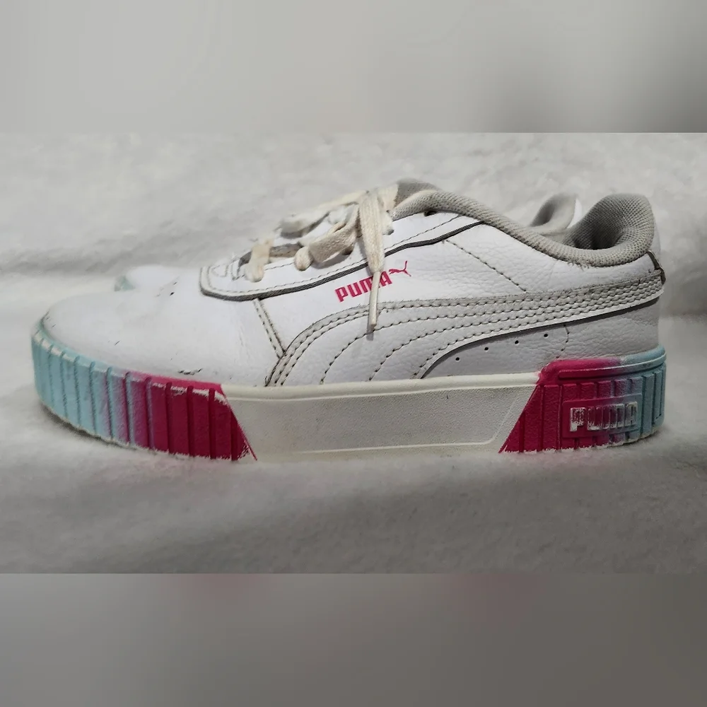 Puma Kid's Carina 2.0 Fade Shoes Sneakers Size 2c White Blue Pink